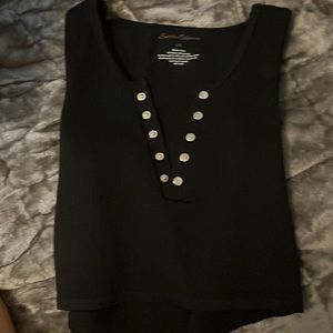 Snap Up Button Crop Tank